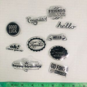 clear stamps words happy birthday hello good luck lot of 10 crafts journaling